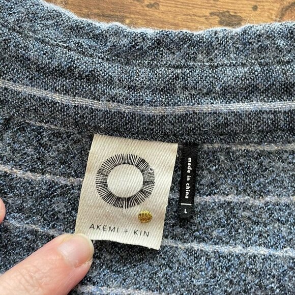 Akemi + Kin Womens Strada Tunic Top Sz Large Blue Stripe Wool Anthropologie - Picture 8 of 8